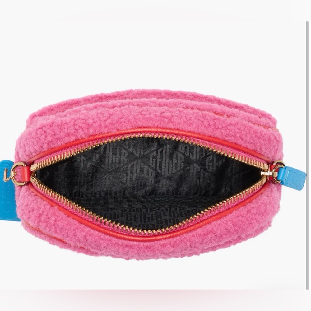 NWT Kurt Geiger London Chiswick Faux Shearling Camer Crossbody Bag pink - Picture 2 of 13